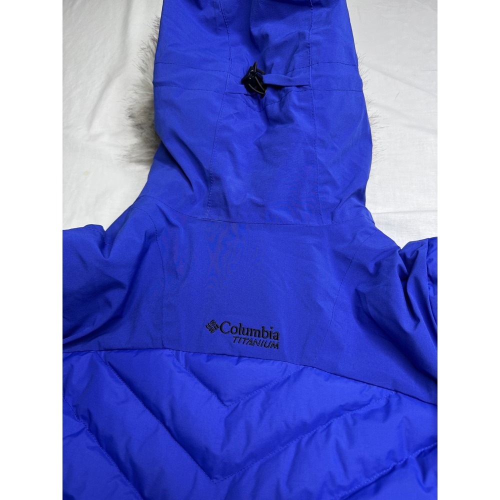 Columbia Titanium Women's Blue Omni-Heat Insulated Ski Jacket Faux Fur M - Picture 11 of 11